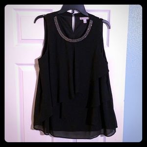 Black blouse with jeweled neckline